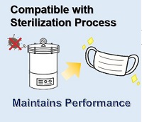 Compatible with sterilization process。Maintain performance. 