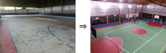 Activité de bénévolat pour réparer le terrain multisports d’une école dans l’état de Sao Paulo