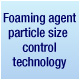 Foaming agent particle size control technology