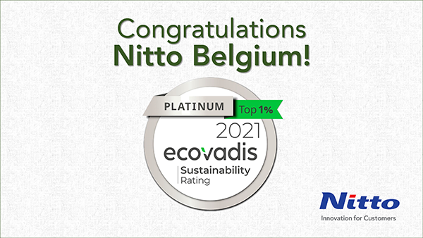 Nitto Belgium reached EcoVadis platinum level in 2021